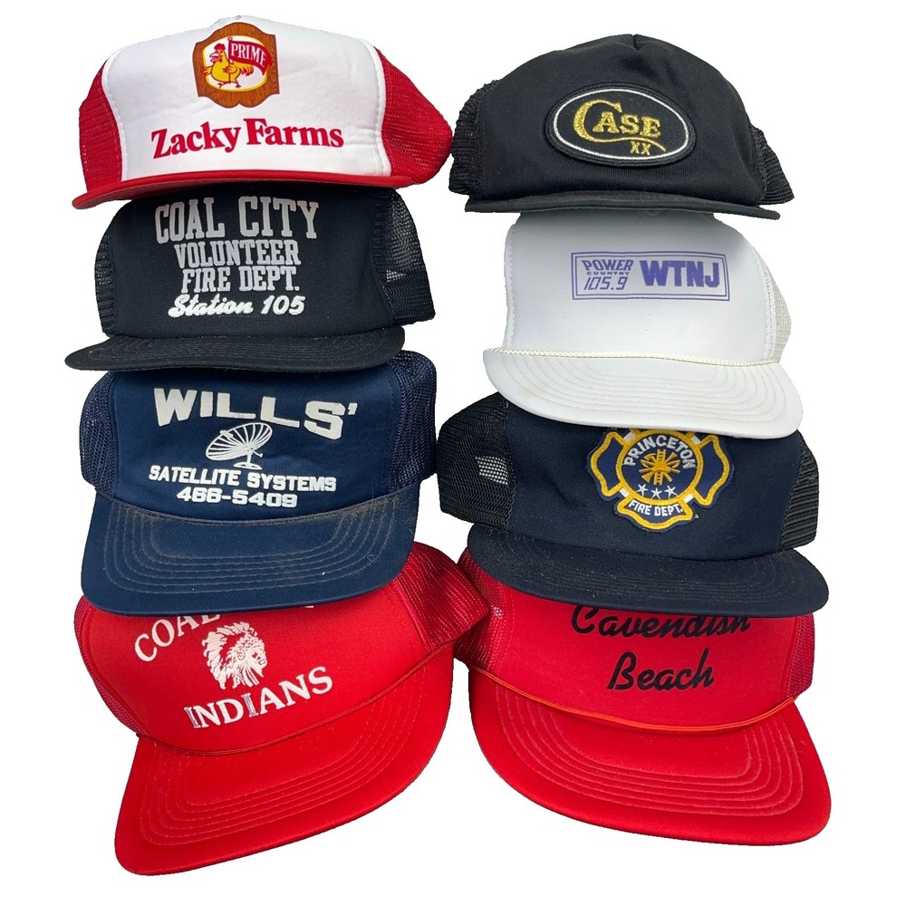 Vintage Trucker Hat Lot Snapback Cap 80s 90s Y2K Patch USA Advertising Rope BQ4